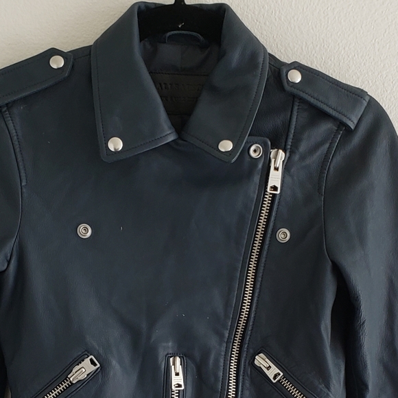 All Saints Leather Jacket Biker Rocker Motto sz 2 - Picture 6 of 6